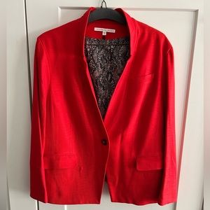 Veronica Beard Farley Up-Collar Dickey Jacket size 24 Blazer Red